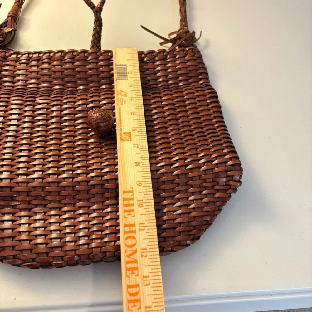 VTG BONANI Basket Weave Leather Crossbody Shoulder Bag‎ Purse Boho Unique